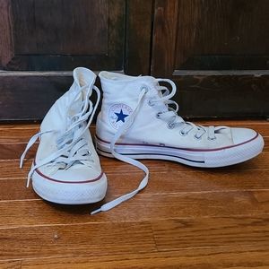 White converse high tops.